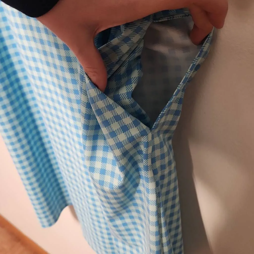 Lands End Womens 2x 20-22 Quarter Zip SWIM Cover Up Blue Checkered Modest - Image 5