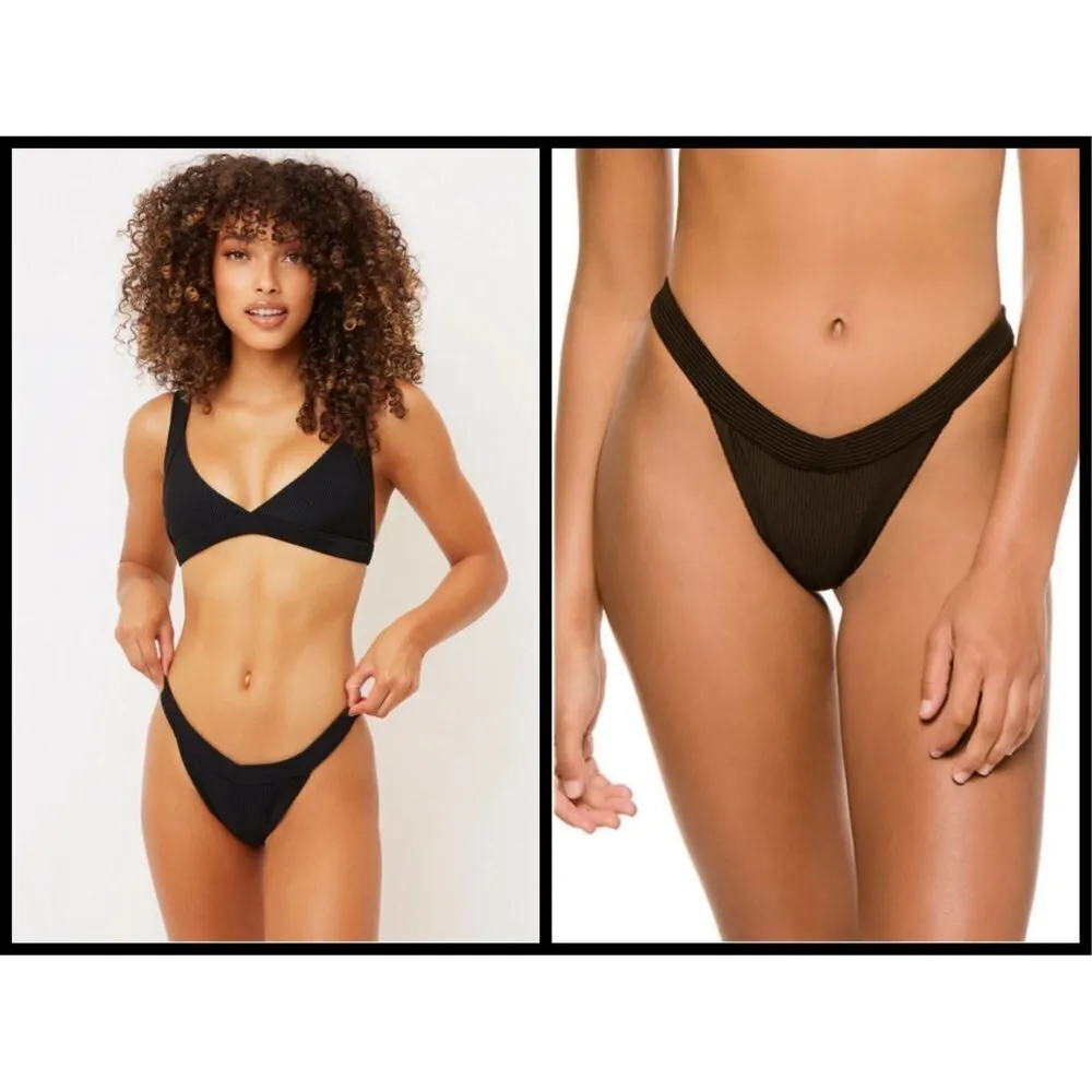 💕FRANKIE'S BIKINIS💕 Grace Cheeky Ribbed Bikini BOTTOM ~ Black XL NWT - Image 4