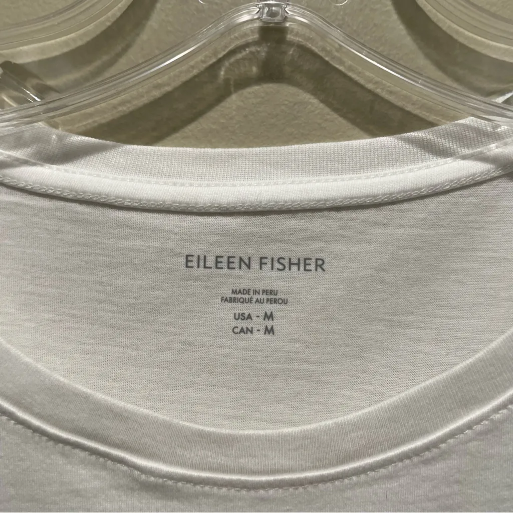 Eileen Fisher Organic Pima Cotton White Short Sleeve Top Women Size Medium - Image 6