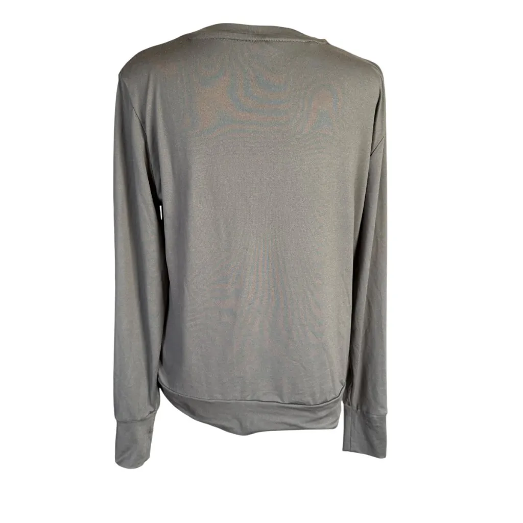 Lukka Lux long sleeve crewneck stretchy olive green top women's size small - Image 4