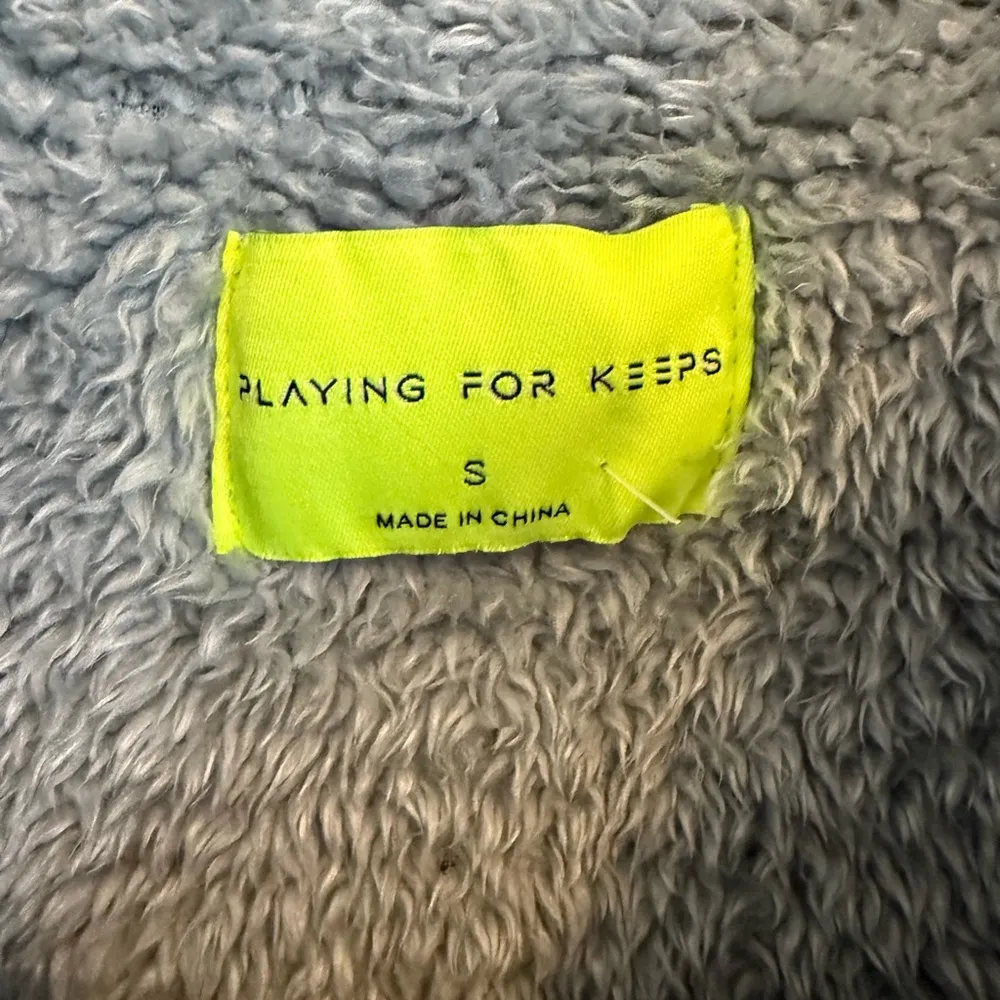 Playing for Keeps Blue Sherpa Fleece Pullover Quarter Zip size Small - Image 2