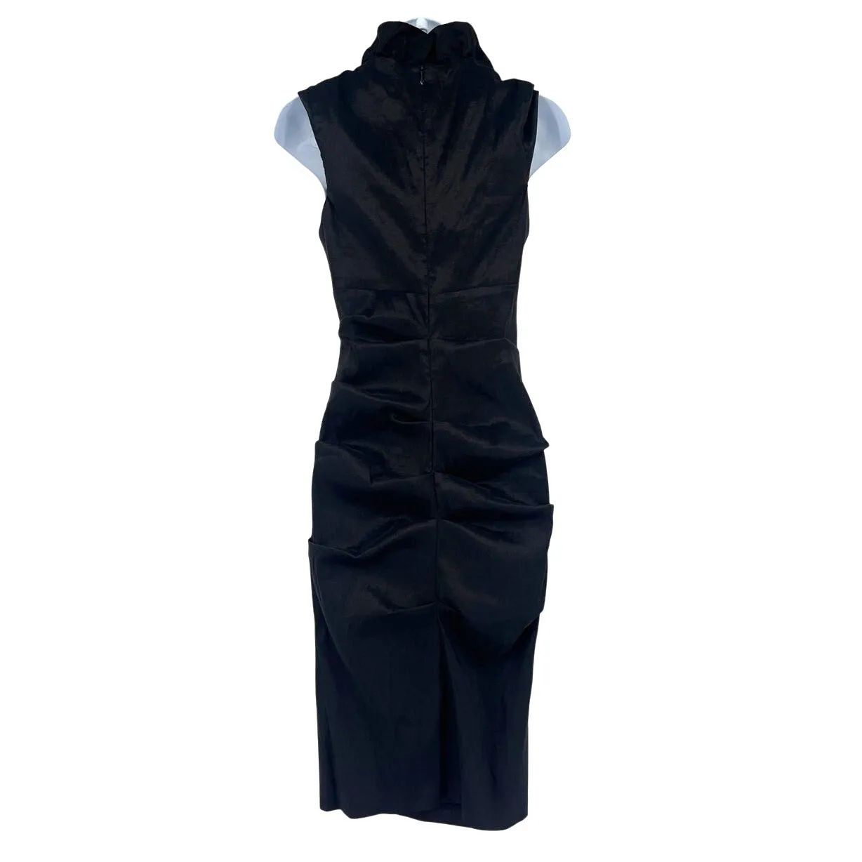 Xscape Y2K Body Con Cocktail Dress Sz 8 Black USA Ruffle Ruched Glam Goth Party - Image 5