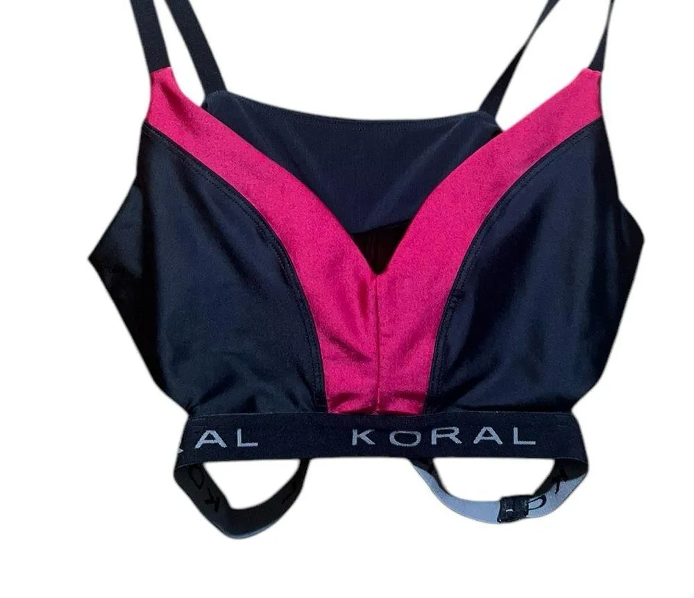 Koral Limerence Energy Sports Bra Black/Pink Size Large - Image 5