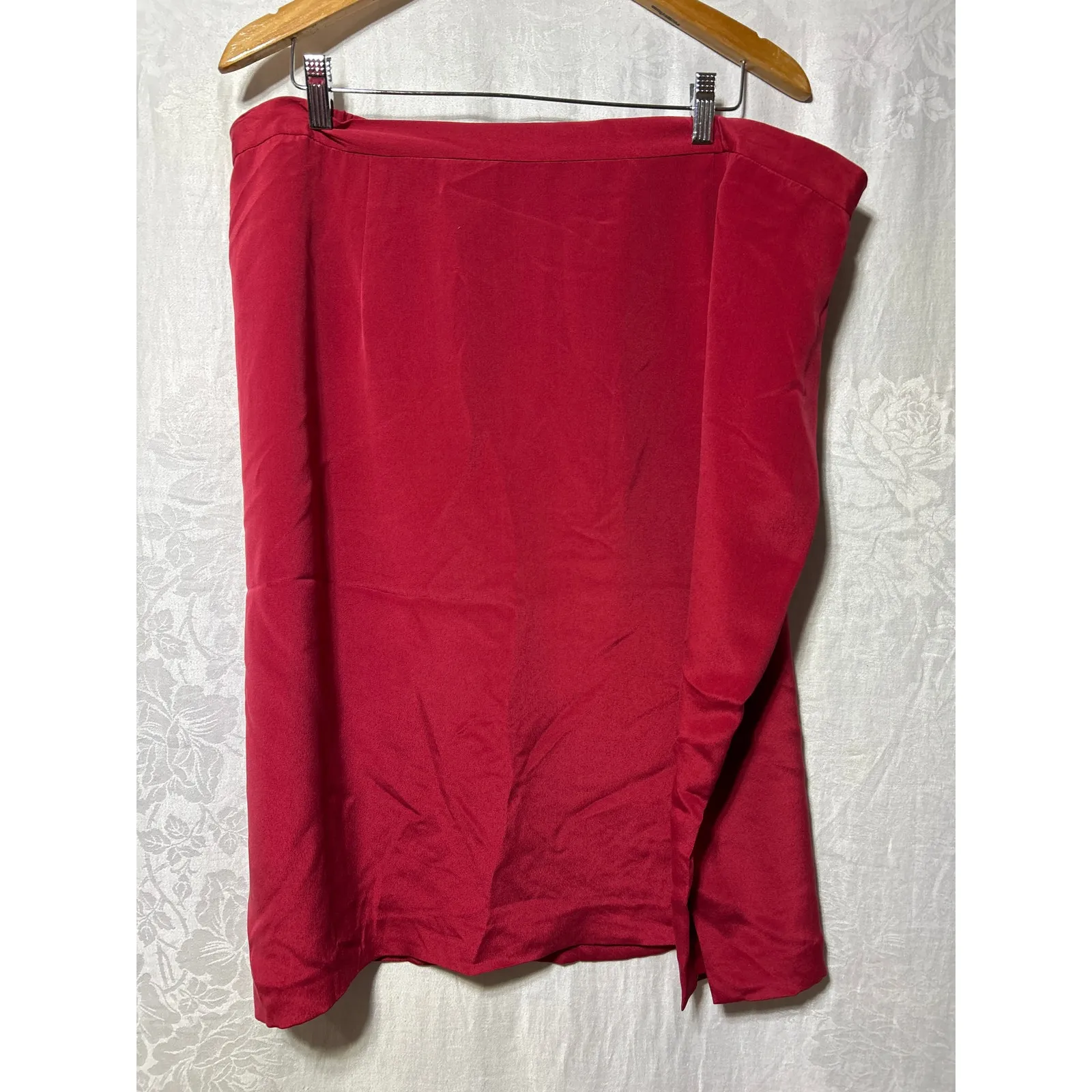 Vintage 100% Silk Suit 22W Red Blazer Jacket Pants Midi Skirt Jacket Style & Co - Image 7