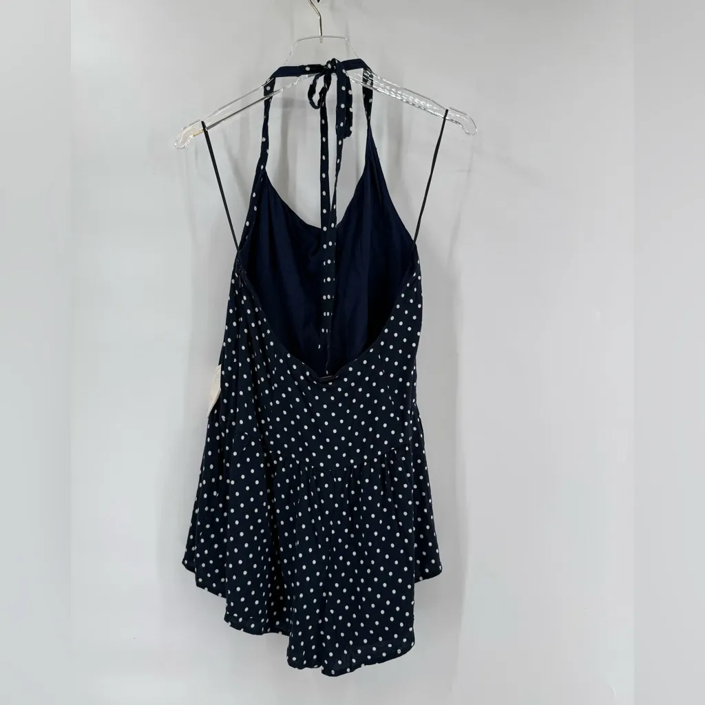 Free People High Strung Playsuit Romper Polka Dot Bow Backless Sz medium - Image 6