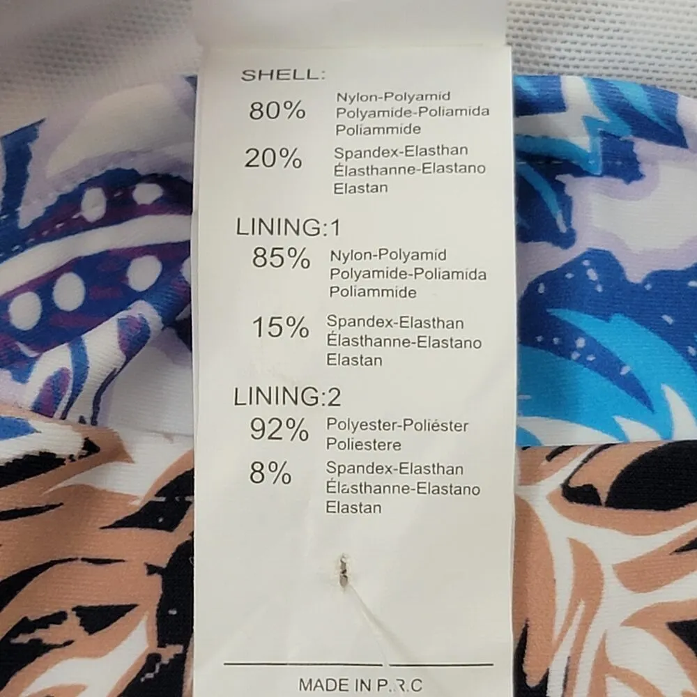 NWT Cupshe Swimsuit Deep Vneck Self Tie Mix Print Blue Floral One Piece Large - Image 10