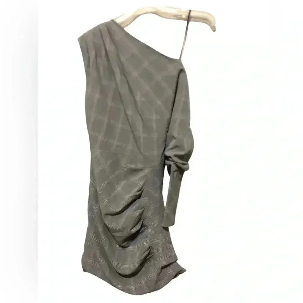 WALTER BAKER Lindsey Plaid One-Shoulder Dress Size 2 - Image 4