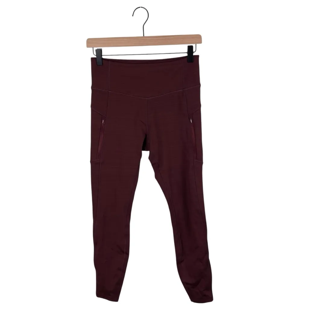 Avia Women's Outdoor Leggings with Side Zip Pockets Size Small Deep Chianti Red - Image 2