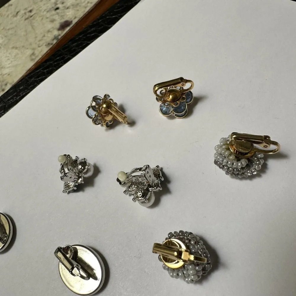 Lot Of 4 Clip-on Clip On Earrings - Pretty Variety - Cameo, Rhinestone, Head Etc - Image 8