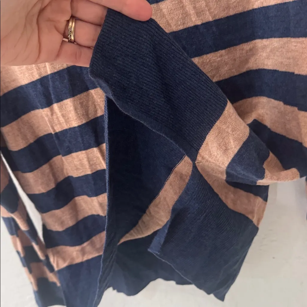 Madewell Lightweight Navy Tan Pocket Pullover Side Slit Sweater XXS - Image 6