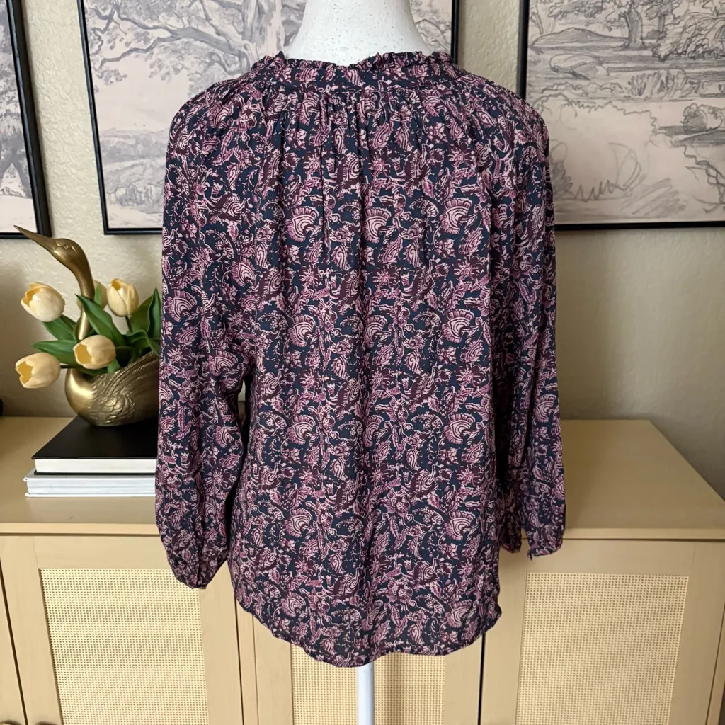Faherty Portia Blouse Top peasant‎ Paisley Size Medium - Image 3