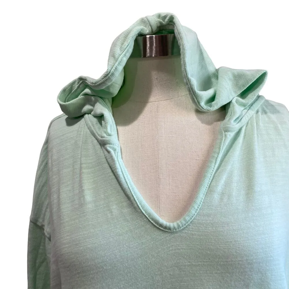 Loft Causal Mint Green Pullover Hoodie 100% Knit Cotton Size Large - Image 4