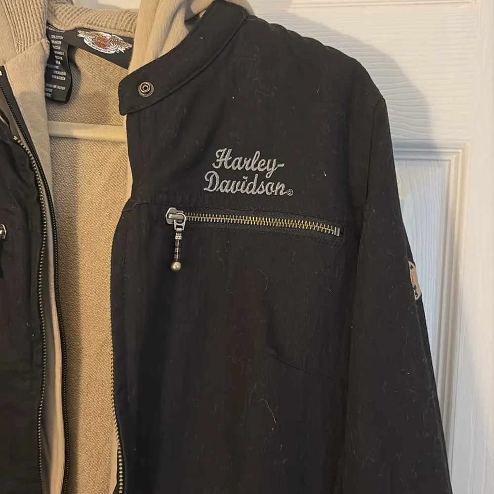 HARLEY DAVIDSON Black Zip Up Detachable Vest Size Large Motorcycle Jacket - Image 2