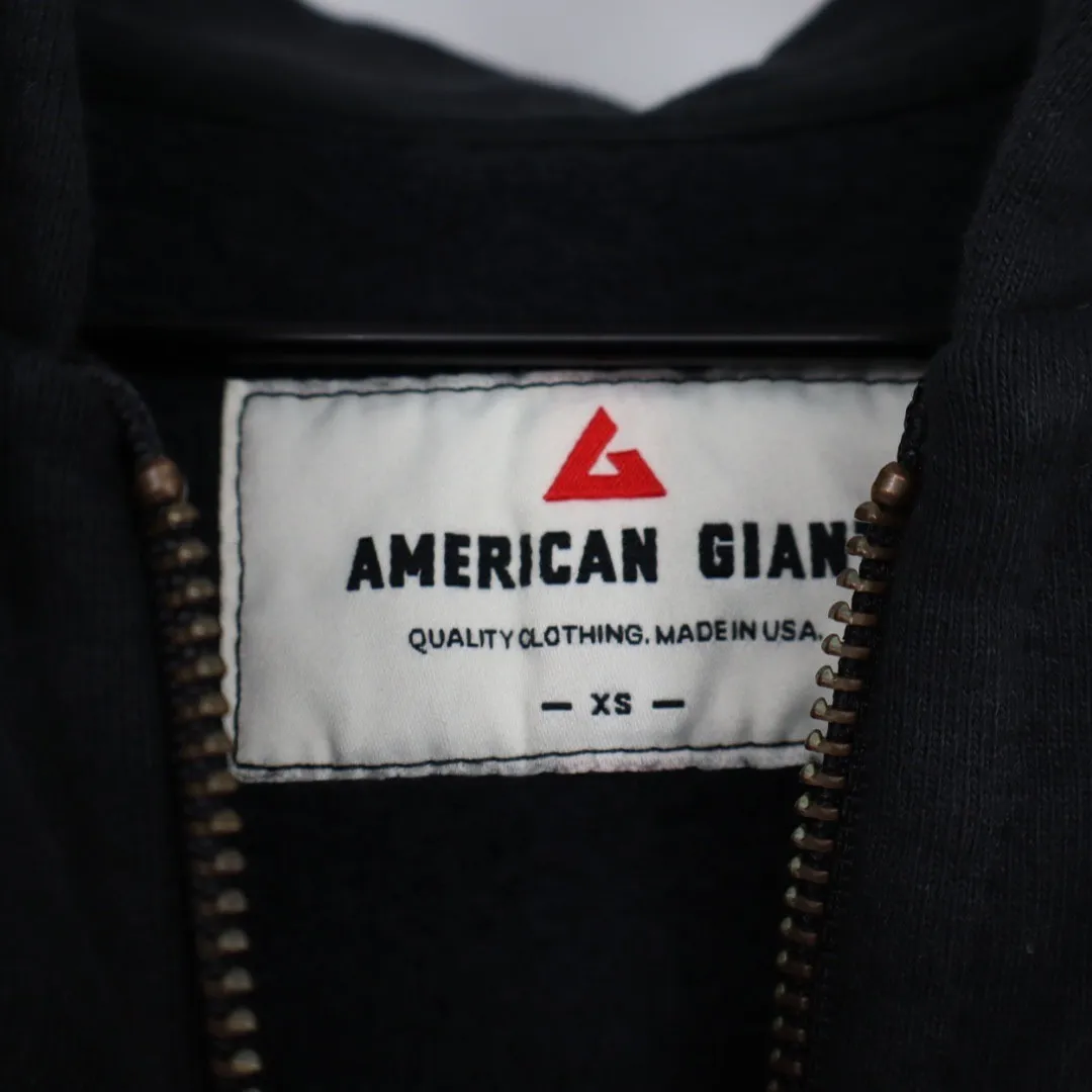 American Giant Full Zip Hoodie Black Cotton Made in USA Casual Athleisure XS - Image 3