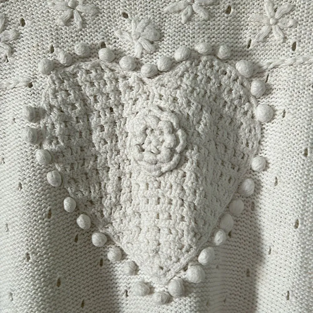 VIntage Shenanigans white Cotton/Ramie short sleeve knit sweater - Image 5