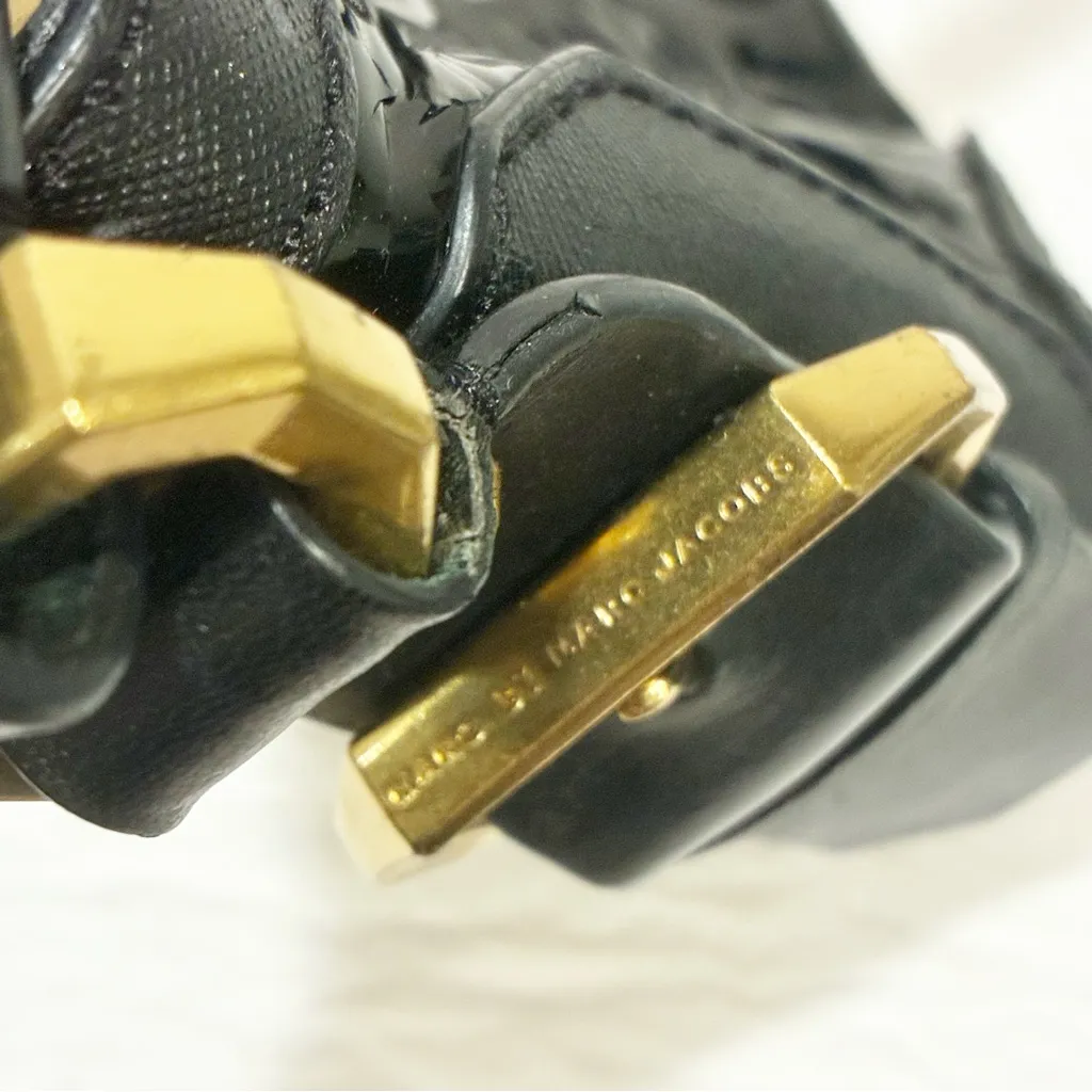 Marc by Marc Jacobs Black Embossed Patent Cow Leather Gold Hardware Crossbody - Image 3