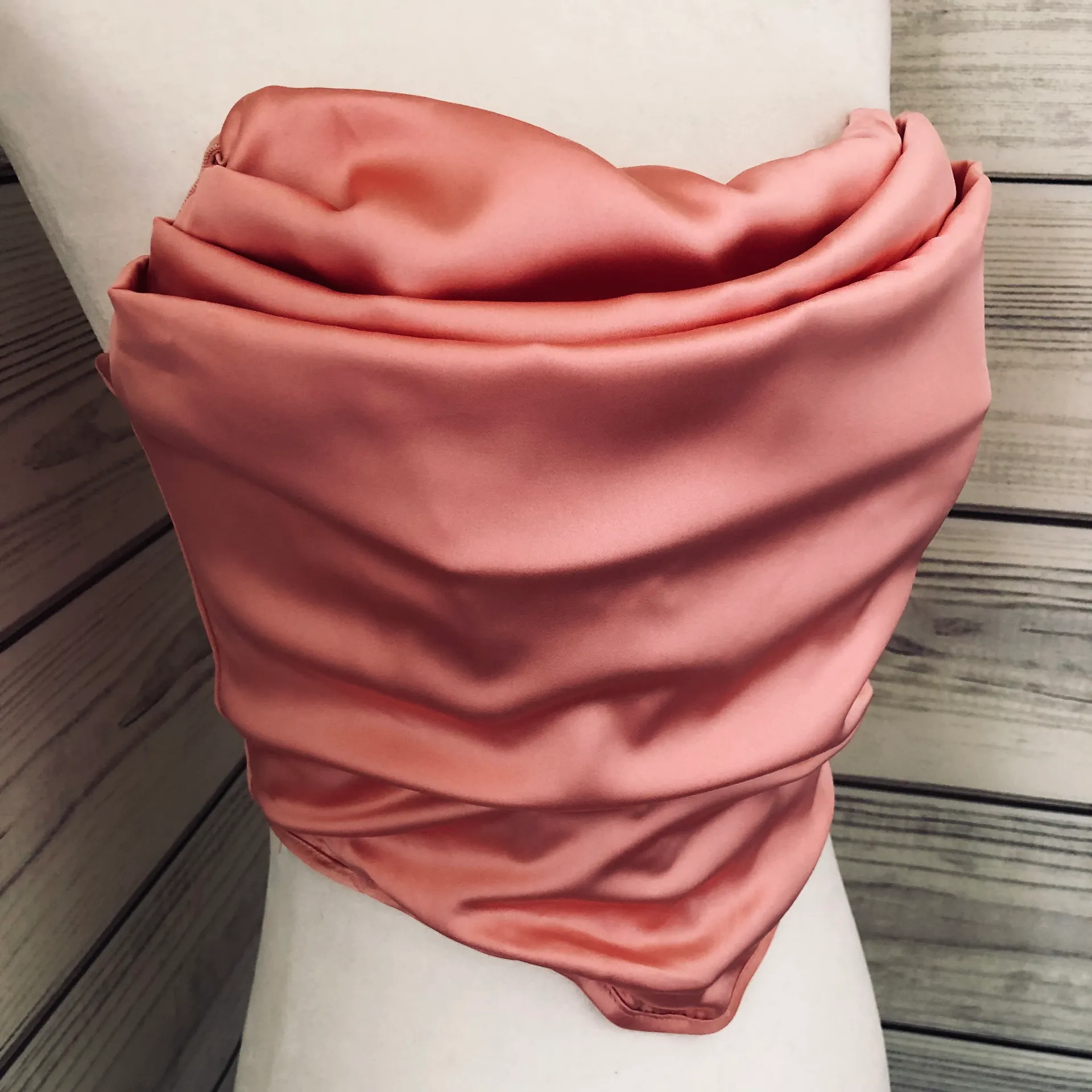 Pink Drape Front Strapless Crop Top Size L - Image 6