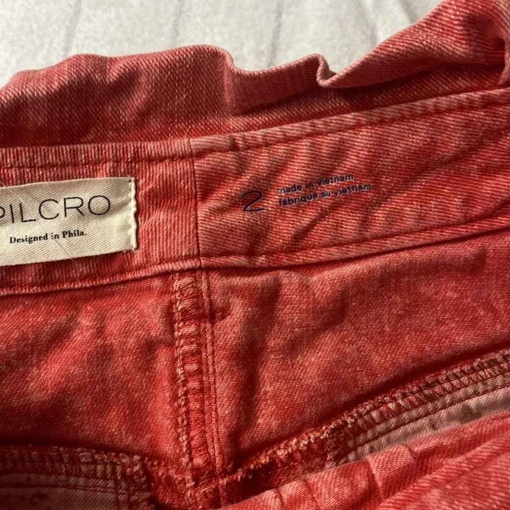 Pilcro Pink Mini A-Line Skirt, Women Skirt Denim Pockets Button Front Size 2 Red - Image 8