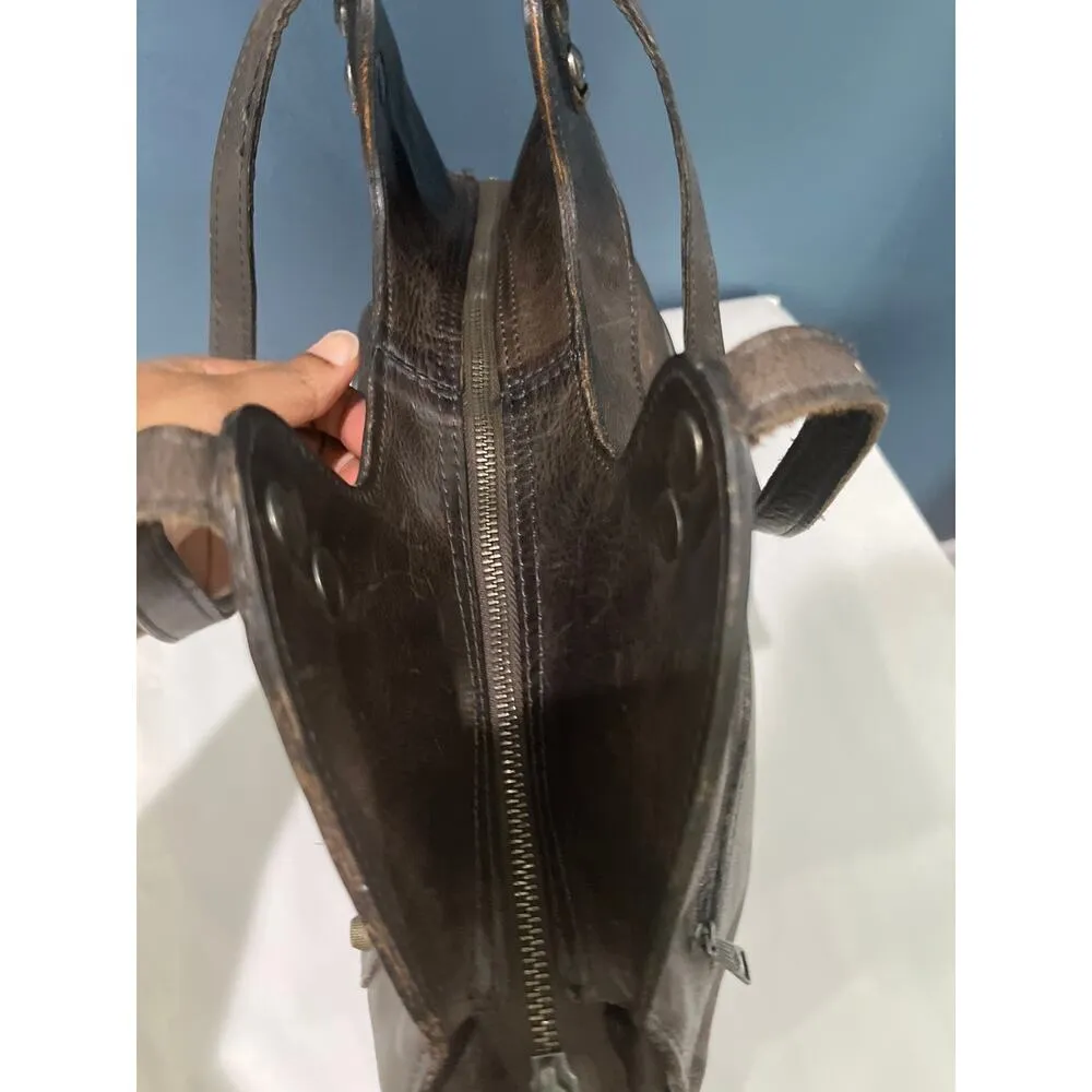 Patricia Nash Dark Brown Studded Ergo Satchel Italian Leather Top Handle Bag - Image 7