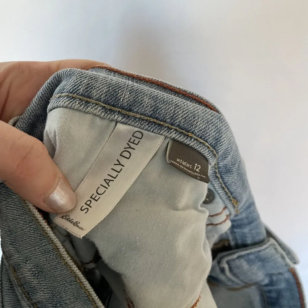 Eddie Bauer women's jeans light wash embroidered details boyfriend slim size 12 - Image 7