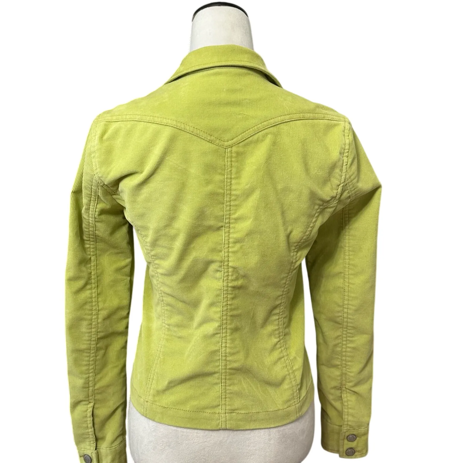 Aeropostale Y2K Corduroy Jacket Waist-Length Flap-Button Pockets Green  Small - Image 5