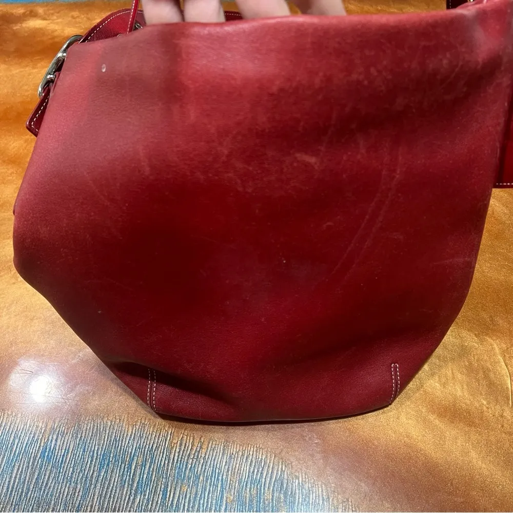 Vintage Coach legacy Soho Red Leather Shoulder Bucket Bag 9186 khaki monogram - Image 15