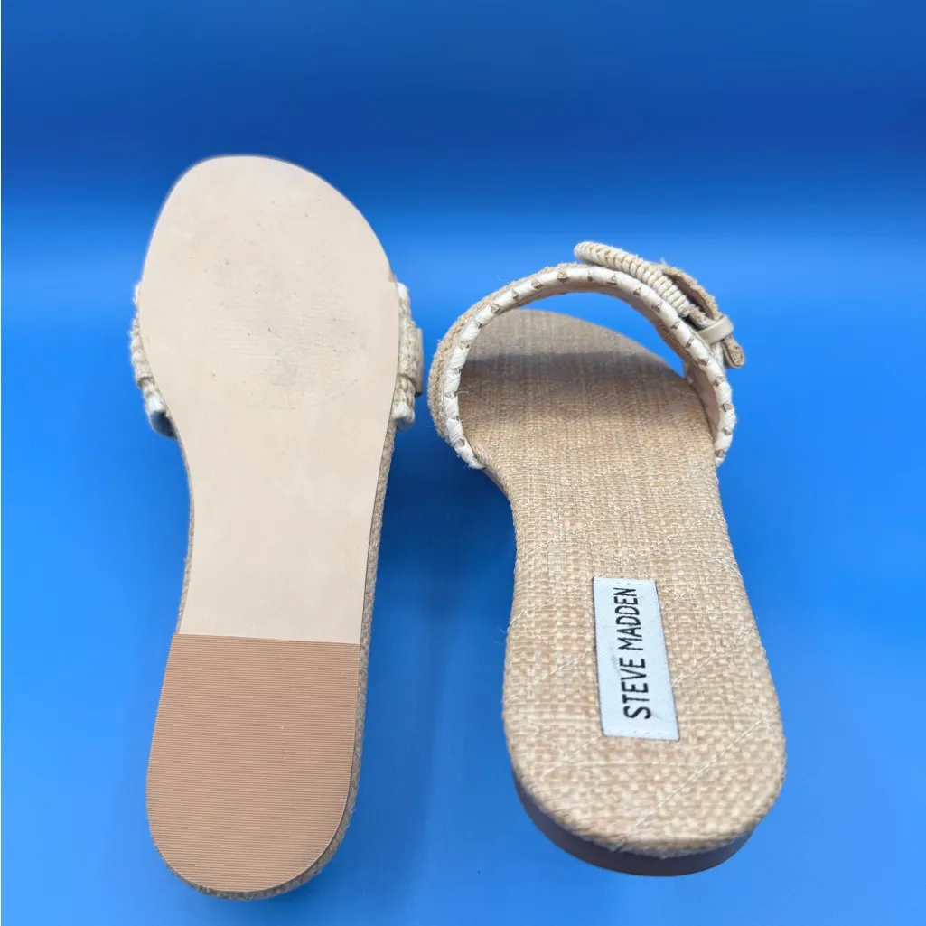 Steve Madden Beige Woven Slide Sandals - Image 4