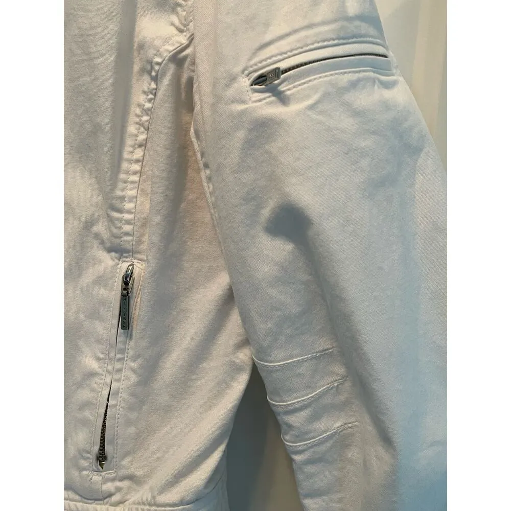 Tommy Hilfiger Vintage Moto White Denim Jean Jacket size 6 - Image 7