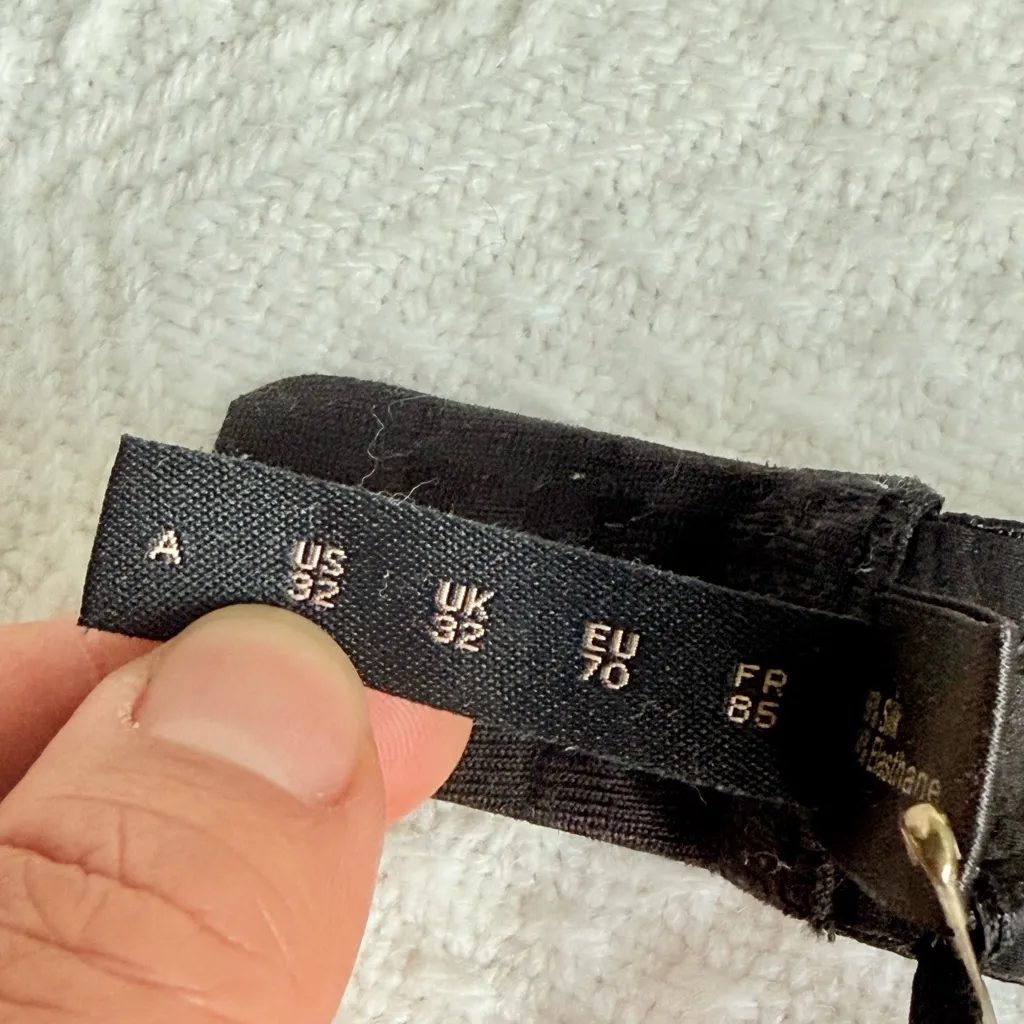 NWT Kiki de Montparnasse Sheer Taped Demi Bra, Black Silk Chiffon, Sz 32A - Image 7