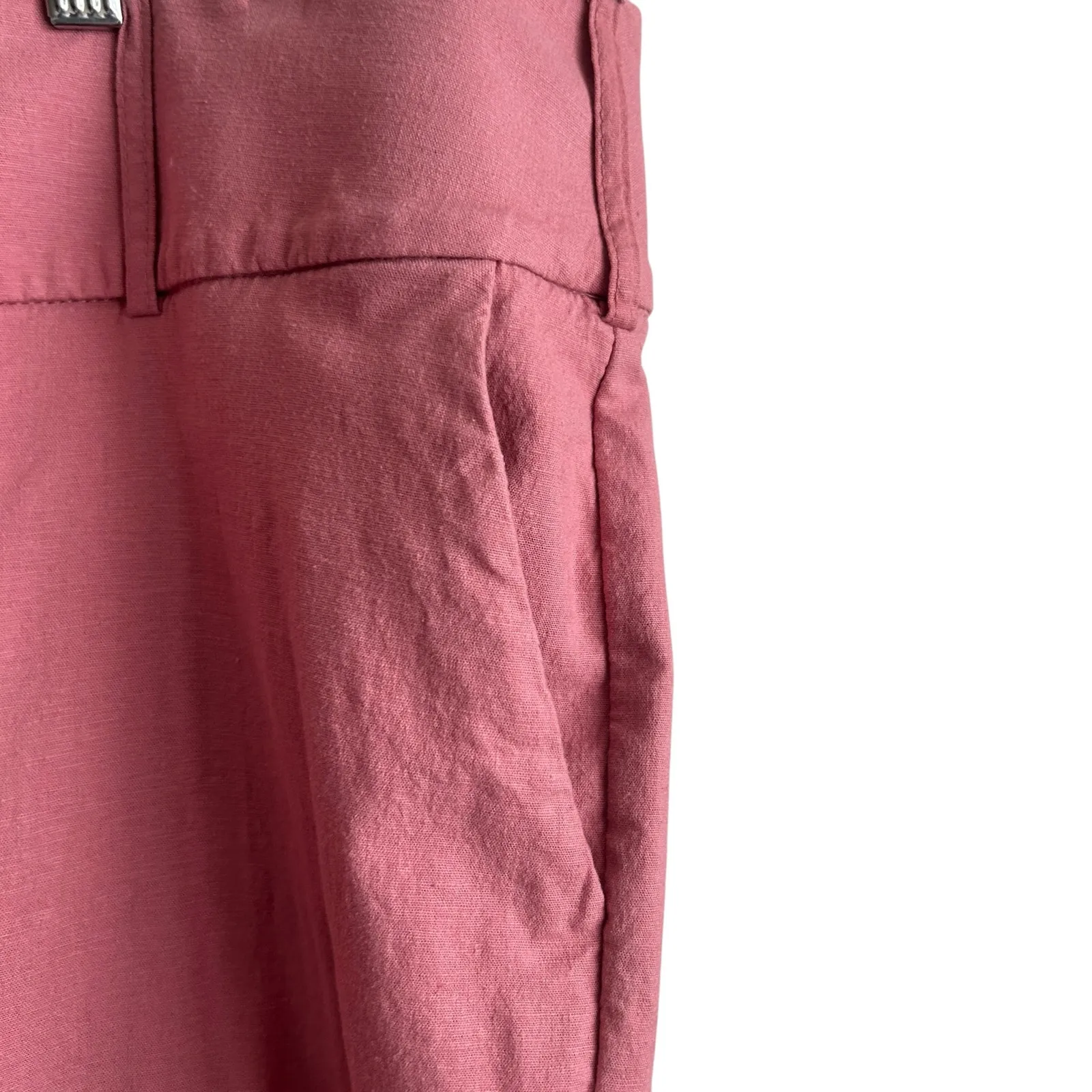 Lane Bryant Women Crop‎ Laney Pants 24 Pink Linen Blend Casual Summer Stretch - Image 5