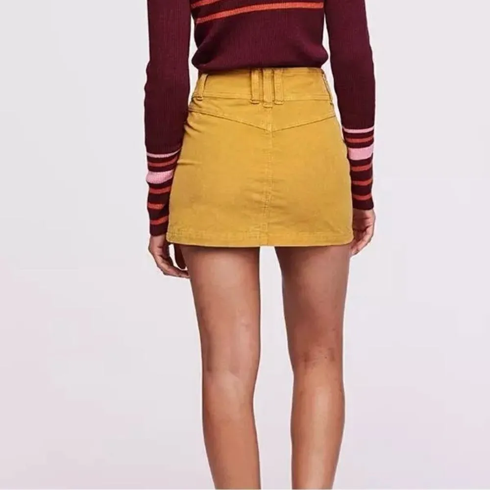 We The Free Free People Y2K Joanie Corduroy Button Up Micro Mini Skirt Yellow 29 - Image 3