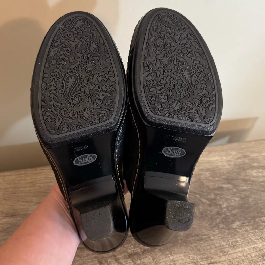 Sofft Black Leather Clog Heels Shoes Women’s Size 9W Slip On Career Office - Image 9