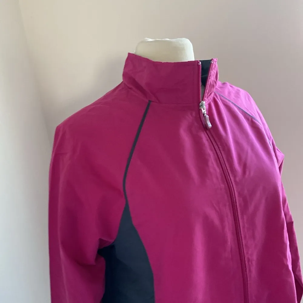 DANSKIN Full Zip Jacket Womens Sz Medium Pink Grey Lightweight Windbreaker - Image 2