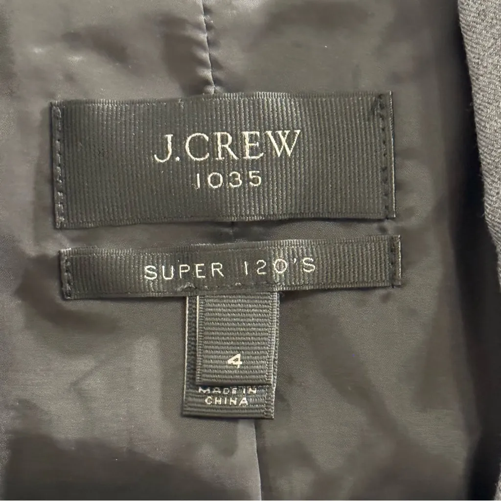 J. CREW Women’s 4 Gray Super 120’s Wool Single Button Campbell Blazer Career - Image 3
