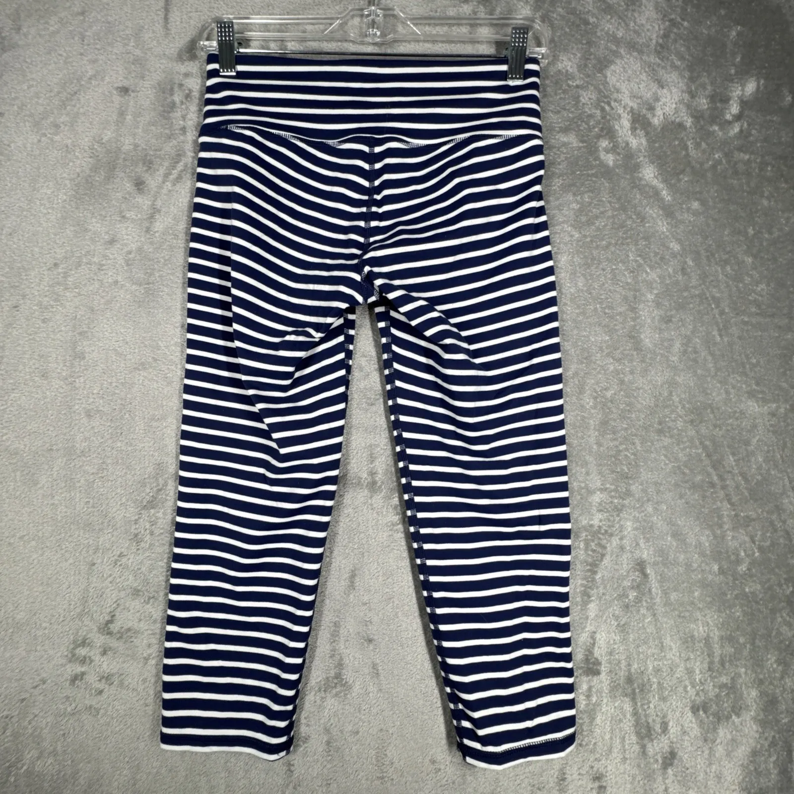 Athleta Pants Womens Small Navy White Stripe Chaturanga Capri Legging Athleisure - Image 3
