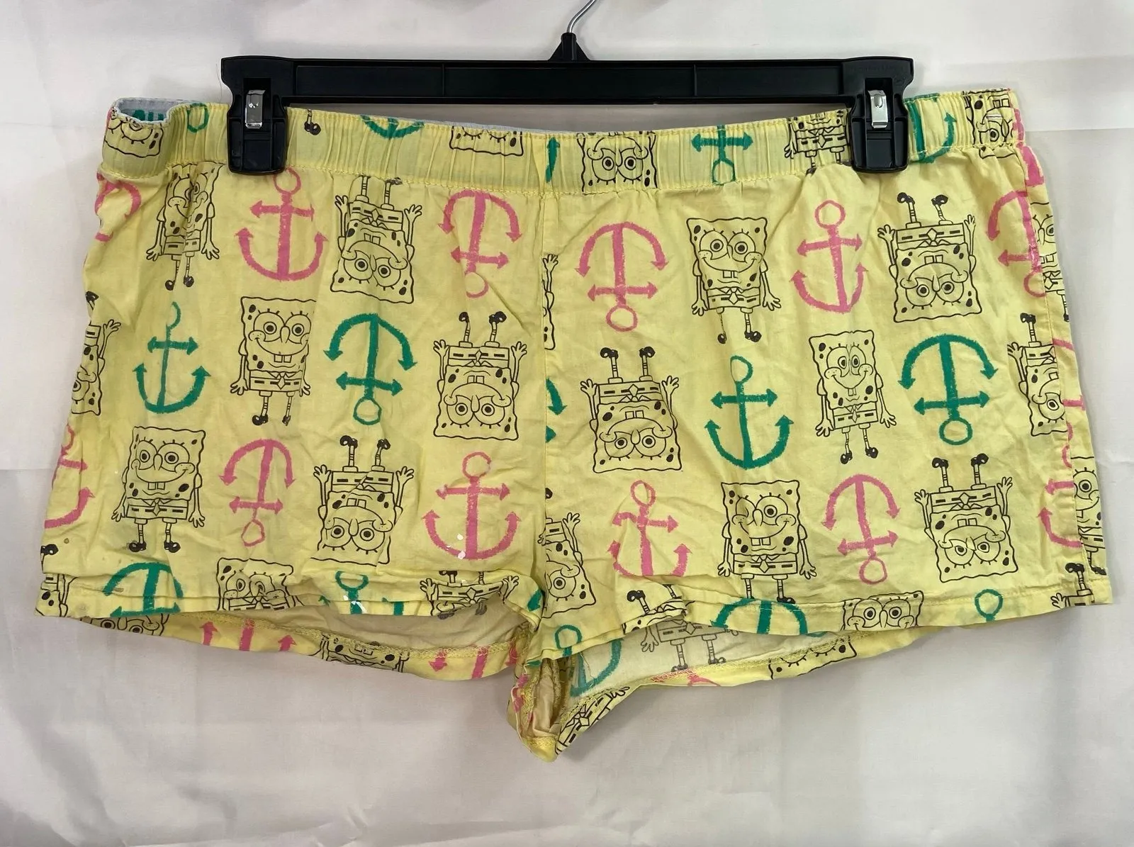 SpongeBob SquarePants women's yellow anchor print pull on lounge pajama shorts Size XL - Image 1