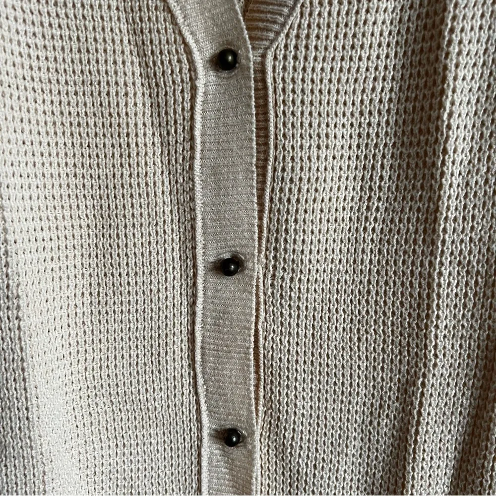 Maison Jules Cream Longline Button Down Waffle knit‎ Cardigan - Image 4