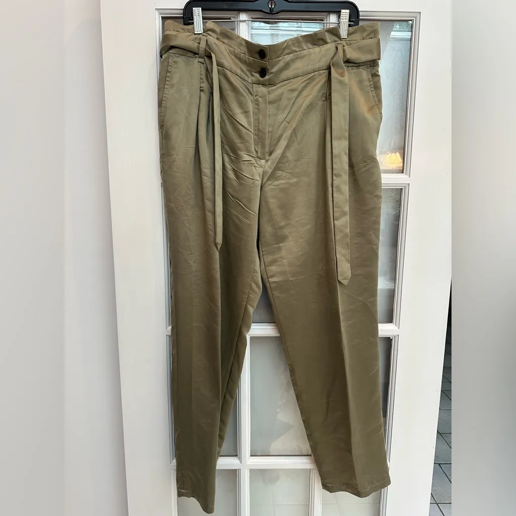 Escada Sport Olive Green Khaki Chic Belted Pants Women’s Size 42 US Size 12 - Image 13
