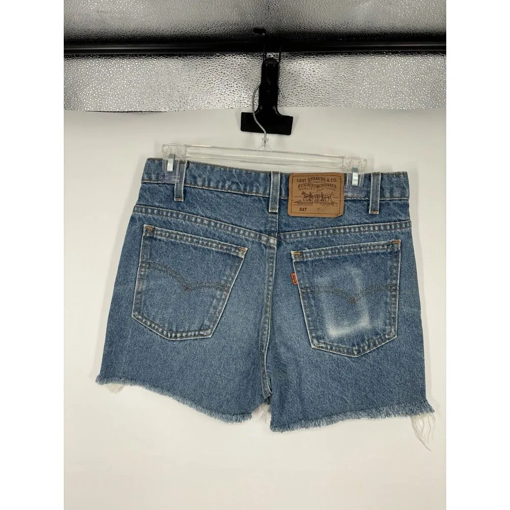 Levi's 517 Orange Tab Jean Shorts Jorts‎ Size 30" Waist Rose Flower Embroidery - Image 2