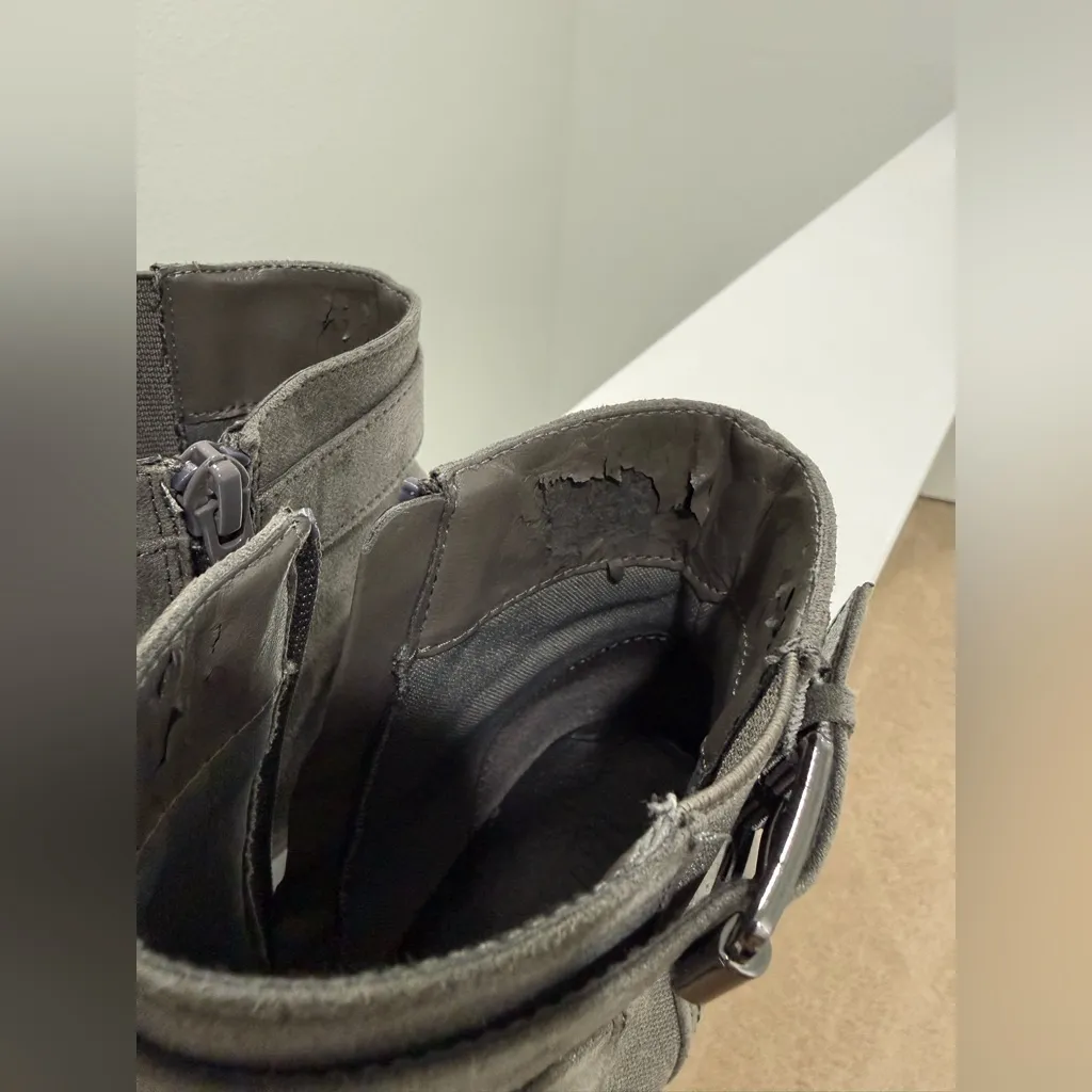 Womens Gray Suede Ankle Boots - Image 2