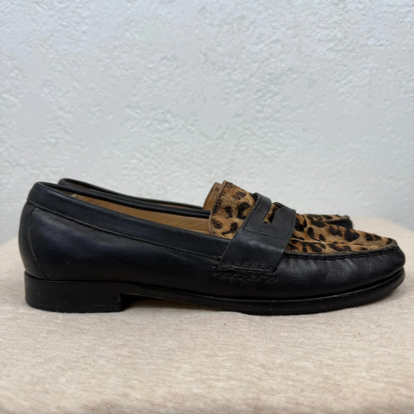 Cole Haan‎ Womens Black Leopard Print Calf Hair Leather Loafers Shoes - Image 7