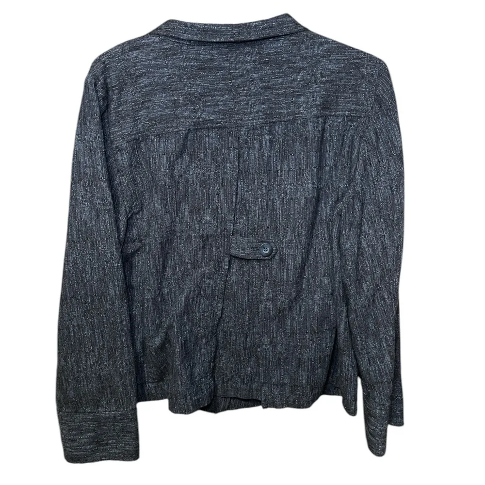 J Jill Blazer Jacket Dark‎ Blue Black Woven Office Career Corporate Mature Thick Size M - Image 5