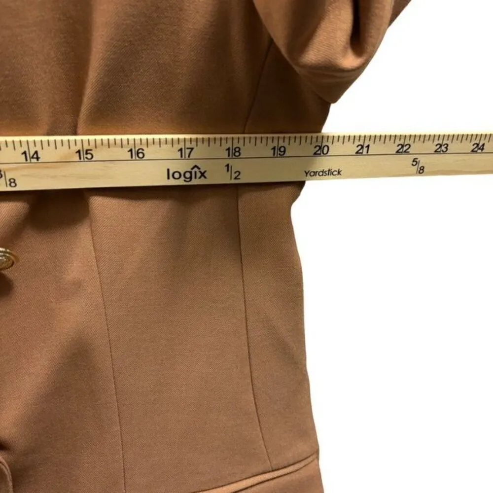 Elie Tahari Womens Camel Double-Breasted Blazer Size Large - Image 5