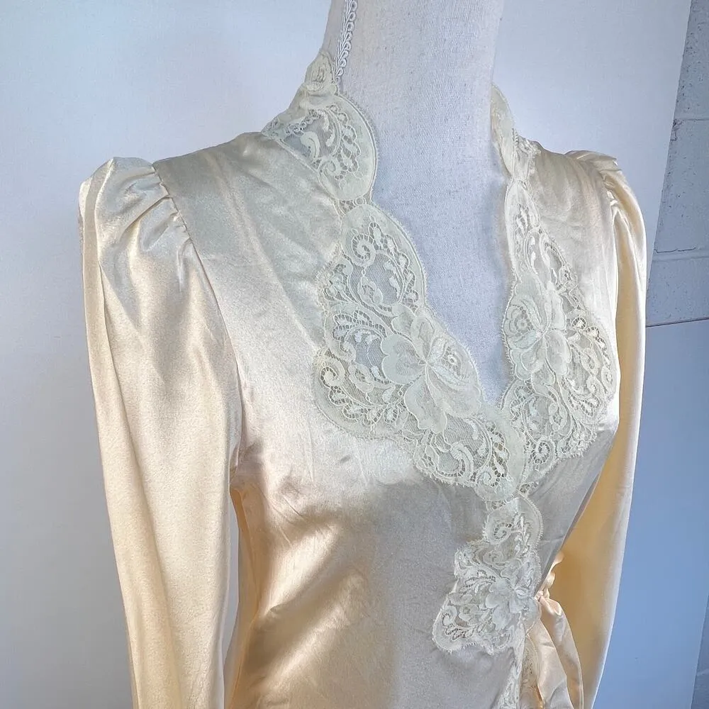 Vintage 70s Lanvin Satin & Lace Night Gown & Robe Set Wedding Bridal Honeymoon Size undefined - Image 12