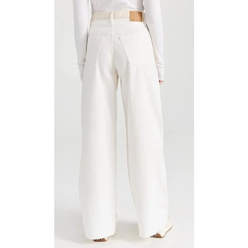 Rag & Bone Sofie Jeans Cream White Two Tone High Rise Ultra-Wide Leg Size 23 - Image 9