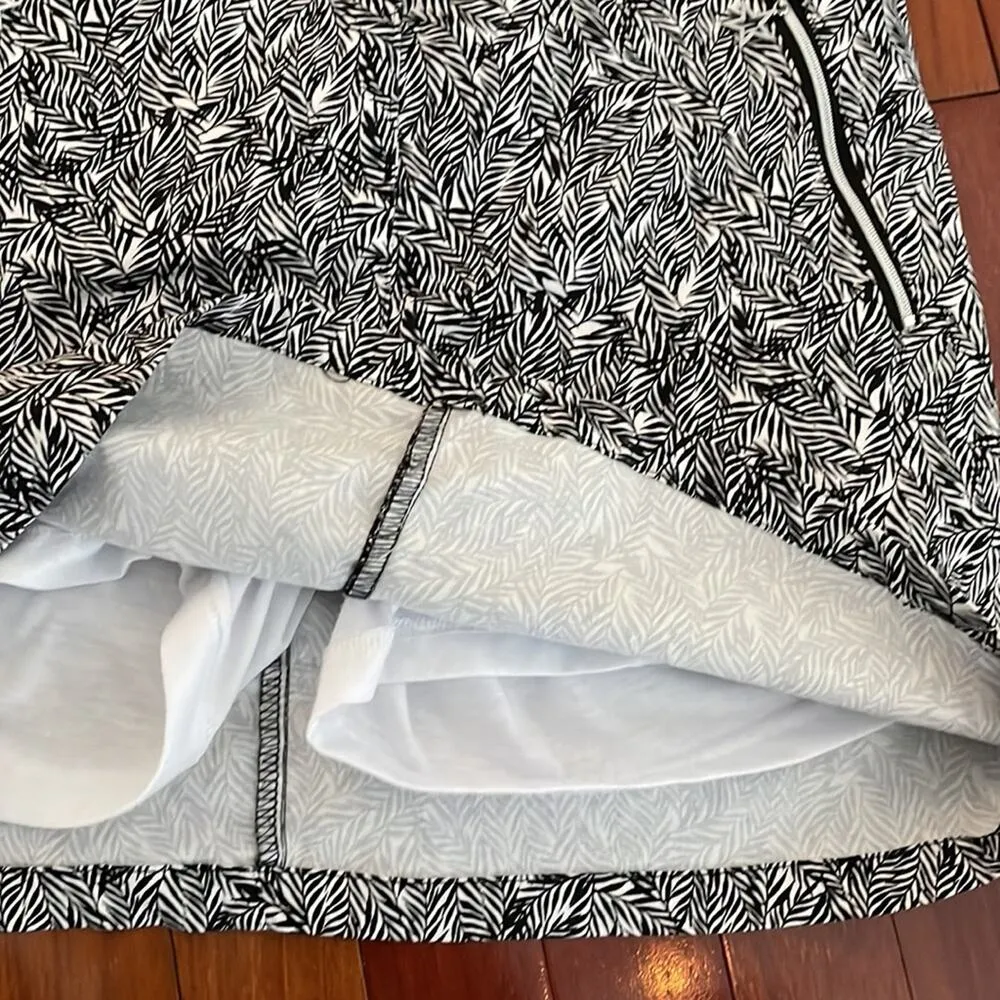 Swing Out Sister Black White Leaves Golf Skirt Size 8 Athletic Skort Preppy - Image 4