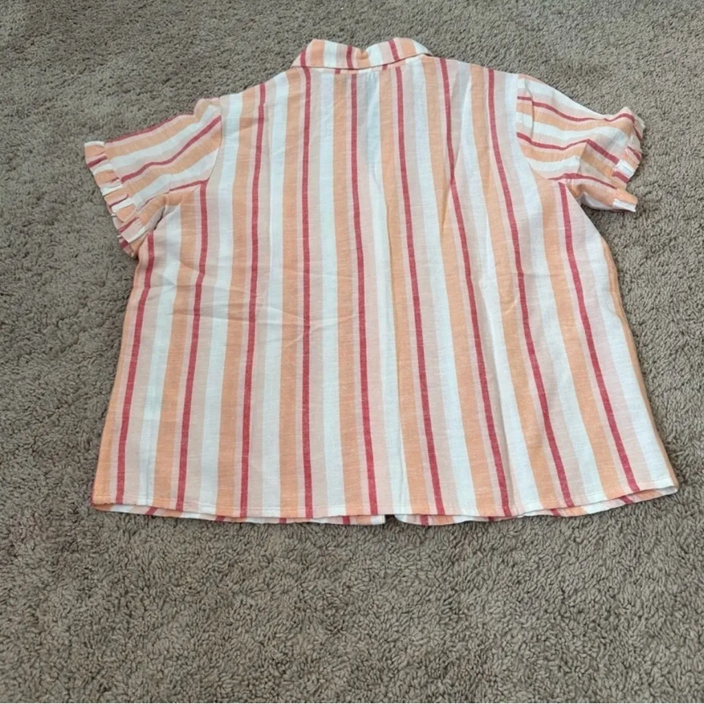 AnyBody Short Sleeve Button Front Linen Blend Camp Shirt Size S - Image 2