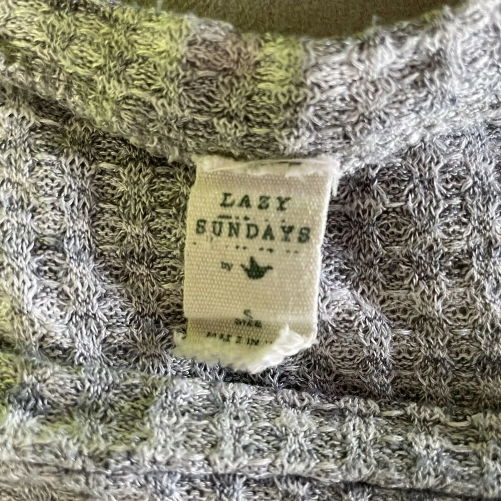 Lazy Sundays Womens S Waffle Knit Top Gray Twist Front Long Sleeve lagenlook - Image 5