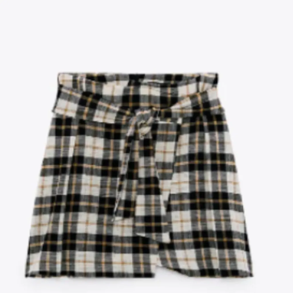 NWT ZARA PLAID COTTON WRAP SKIRT  BLOGGERS FAV - Image 5