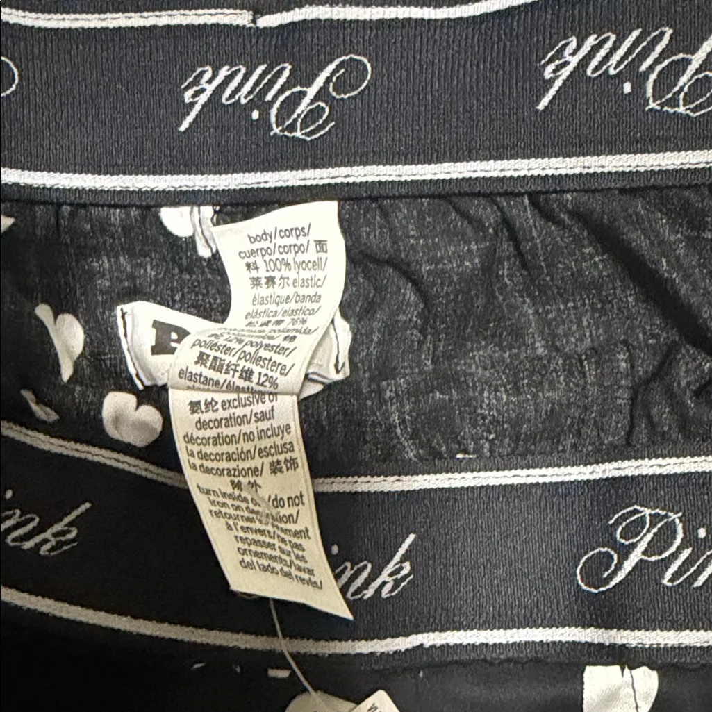 🩷PINK Victoria's Secret Black and White Heart Pajama Shorts - Image 3